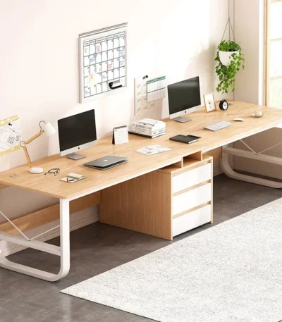 78 Inch Extra Long Desk, Double Desk with 2 Drawers, Two Person Desk Long Computer Desk with Storage Shelves, Writing Table