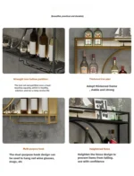 Wall Mount Wine Rack Bottle Wine Bar Cabinet Holder Adapt Single Miniature Black Cup Glass Storage Wine Cabinet Decor Szafeczki - Image 22