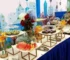Gold shiny metal cake stand with acrylic plates for buffet table decor