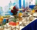 Gold shiny metal cake stand with acrylic plates for buffet table decor