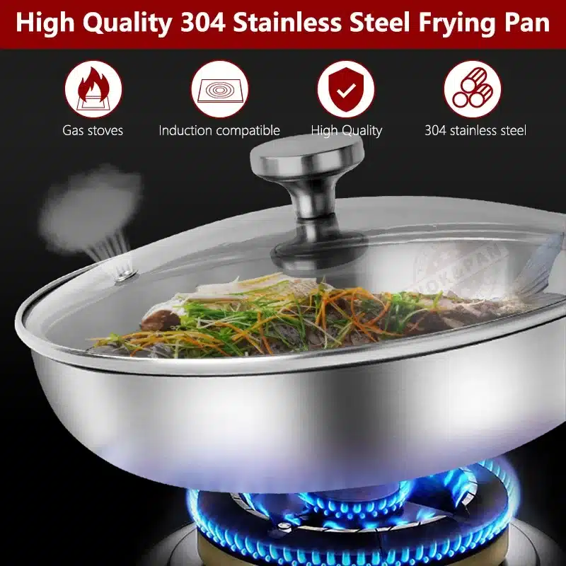 22-28cm Inch Tri-ply 18/8 Stainless Steel Chef's Pan,Frying Pan with Lid,Induction Pan,Pot and Pan Set,Dishwasher and Oven Safe