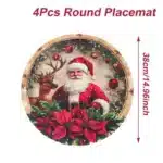 4pcs Christmas Vintage Placemat Merry Christmas Party Decoration 2025 Xmas Santa Claus Placemat Navidad Natal New Year Gift