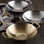 Double Ear Bar Cauldron Commercial round bottom pot Small Hot Pots Thickened creative stainless steel dry pot Pot cub Golden - Image 5