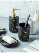 Marble Soap Dispenser Pump Bottle Ceramic Bathroom Accessory Set Home Couple Mouthwash Cup Soap Dish Washing Tools Luxury