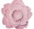 Set of three pink floral dinner plates on a wooden table