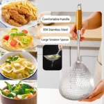 Stainless Steel Spider Strainer Skimmer Ladle for Cooking and Frying, Kitchen Utensils Wire Strainer Pasta Spoon – top view