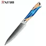 XITUO Damascus Kitchen Knife Set HighQuality 1-7PC Japanese VG10 Steel Chef Knife Cleaver Santoku Boning Fruit Knife Blue