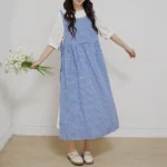 Korean Fresh Cotton Plaid Apron Side Slit Tie Gardening Vintage Apron Flower Shop Coffee Shop Restaurant Baking Apron – top