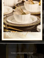 Relief Sculpture Gold Inlay Ceramic Rice Bowl Dishes Beef Steak Plate Fish Plate Premium Ceramic Tableware 1pcs - Image 23