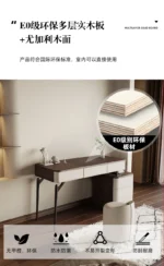 Corner Dressing Table with Mirror and Stool – White Vanity Makeup Desk – close-up detail