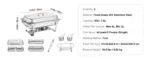 SucceBuy 8QT Rectangle Chafing Dish 2/4/6 Packs w/ Full Size Pans Buffet Catering Warmer Server Folding Stand Fuel Holder Tray - Image 24