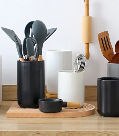 Ceramic Storage Canister Nordic Kitchen Utensil Holder for Spoons Spatulas Cooking Tools Organizer