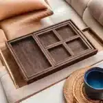 7pcs Rustic Wooden Trays with Handles - Rectangular Breakfast Plates & Coffee Table Serving Trays for Snacks, Party