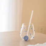 Colorful Stones Dots Glass Cup High Borosilicate Glass Transparent Drink Water Cup Milk Coffee Juice Glass – close-up detail
