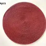 4pcs/set Christmas Placemat Round Braided Placemats Washable Non-Slip Place Mats Festival Table Decoration – angled view