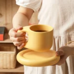 Cute Coffee Mug Personalised Ceramic Coffee Cup & Saucer Sets for Office and Home Couple Mugs for Latte Milk and