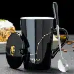 12 Constellations 420 Ml Ceramic Mugs Creative Mugs With Spoon Lid Black Mug New Bone China Coffee Cup Drinkware Couples