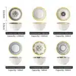 Nordic Style Ceramic Rice Bowl Underglaze Japanese Breakfast Bowl High Aesthetic Value round Shape Dinnerware Set – side view