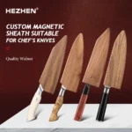 HEZHEN Magnetic knife Sheath Wooden Sheath High Quality Walnut Wood Knife Cover for HEZHEN Chef knife – side view