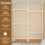 Freestanding coat rack with hooks holding jackets and bags in an entryway, adjustable design with sturdy steel frame