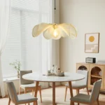 WabiSabi Japan Minimalist LED Ceiling Pendant Light Fabric Flower Chandelier Home Decoration Hotel Restaurant Island Indoor