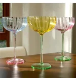 Colorful Glass Vertical Stripes Petal Shaped Glasses Goblet Grape Wine Glass Red Wine Glass Dessert Glass Bowl – styled in a