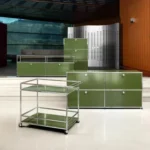 Sideboard Storage Cabinets Modular Combination Metal Frame for Living Room Office Drawers Customizable Large Storage Olive Green - Image 4