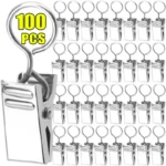 Stainless steel Curtain Rod Clip with Hooks Drapes Metal Hanging Hooks Bedroom Bathroom Decorative Hanger Shower Curtain