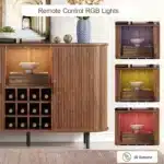 Wine Bar Cabinet w/ LED Light,Liquor Cabinet for Home,Coffee Bar Cabinet w/ Wine Rack & Glass Holder,Walnut Buffet