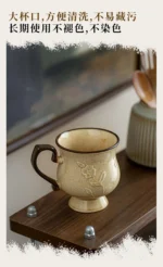 Hibiscus Cup Medieval Relief Tall Mug French Ceramic Coffee Cups Water Cup Large Capacity Milk Cup, 300ml – top view