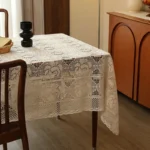 Rectangular Hollow Out Knitted Tablecloth Rural Retro Cotton Thread Crochet Dining Table Cover Lace Tea Table Cloth Table