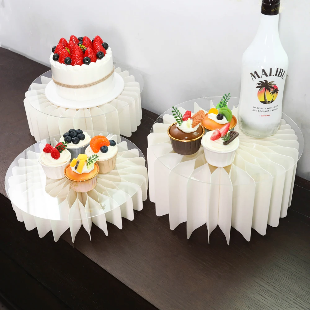Sce119c3c93274f38b3045e83c5ac6b9a8.webp 5pcs Buffet Riser Dessert Table Display Set White Cardboard Display Stands for Party Birthday Drink Collectibles Jewelry Show - Image 1
