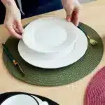 4pcs/set Christmas Placemat Round Braided Placemats Washable Non-Slip Place Mats Festival Table Decoration – close-up detail