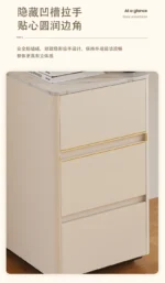 Modern Nordic vanity table with storage drawers and mirror in bedroom setting