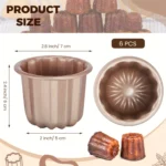 6PCS Canele Cake Molds Non-stick Aluminum DIY Dessert Keluli Cupcake Muffin Pan for Baking Enthusiasts Profession Bakeware NEW - Image 5