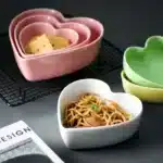 Heart Shaped Bowl Love Heart Ceramic Steamed Egg Bowl Candy Color Dessert Salad Plate 7 Inch Cake Fruit Plate Kitchen