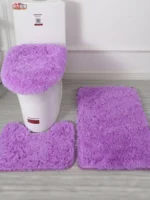 3Pcs/set Bath Mat Set Soft Fluff Shower Carpet Non-slip Floor Mat for Bathroom Toilet Rugs Toilet Lid Cover Bathroom Products
