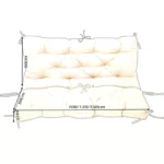 Outdoor bench cushion on a wooden garden bench with vibrant floral pattern