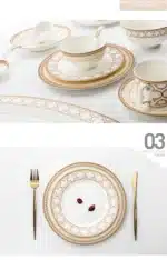 Delicate Bone China Bowl Saucer Luxury Gold-plated Dinner Plate Coffee Cup Hotel Restaurant Dinnerware Dinner Cooking Fish