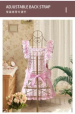 Sweet Pink Cute Chef Apron Suit Girl Anti-fouling Lace Apron Pink Polka Dot Strap Kitchen Home Catering Work Apron – styled