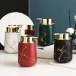 Matte Gold Ceramics Bathroom Set Decor Soap Dispenser Toothbrush Holder cup Soap Dish tray Mouthwash Cup bathroom Washing