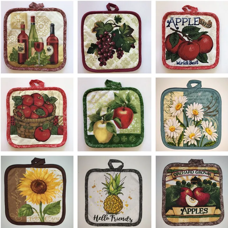 5Pcs/Pack 16.5x16.5cm Square Sewing Cotton Heat Resistant Potholder Pot Holder Pads Table Placemat Kitchen Baking Tool