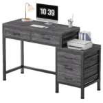 JHK 51IN Computer Desk with 5 Drawers Small Office Desk Computer Table with Printer Stand and Storage for Studying Writing