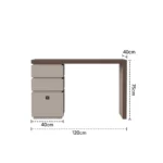 Minimalist wood dressing table with mirror and three storage drawers in modern bedroom setting