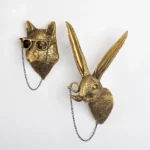 Wall Decoration Resin Imitation Copper Animal Deer Head Wall Storage Hook Wall Hanging Indoor Fireplace Office Decor