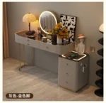 Modern dressing table with mirror and two drawers in white painted finish for bedroom use