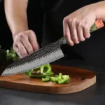 Damascus Steel Japanese Kitchen Knife, PRO Chef Knife, Handmade – styled in a modern Living setting