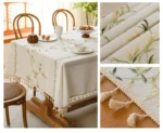 Nordic Cotton Linen Fabric Rectangular Tablecloth Dust Proof Table Cover Small Fresh Waterproof Embroidered Dining