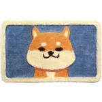 Non slip bathroom rug with frog and bear flocking design on bathroom floor