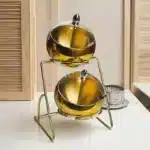 Stainless Steel Oblique mouthed Sauce golden Bowl rack Hot Pot Buffet Seasoning basket Jar dish Container Salad Spherical